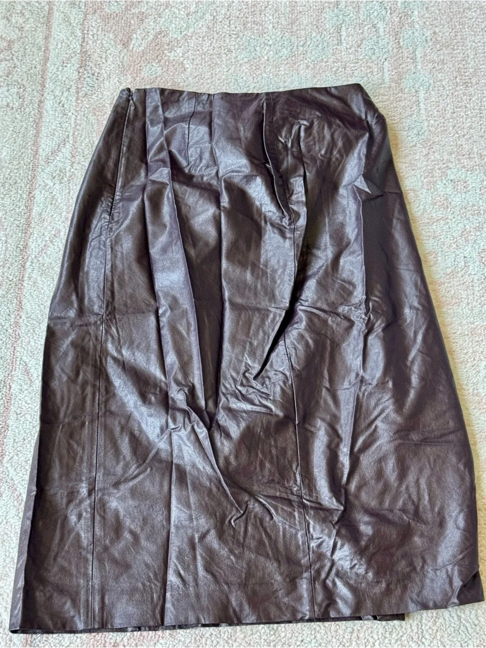 Ann Taylor Faux Leather Midi Skirt in Poised Plum, Size 4